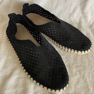 Breathable Black Perforated Slip-On Loafers